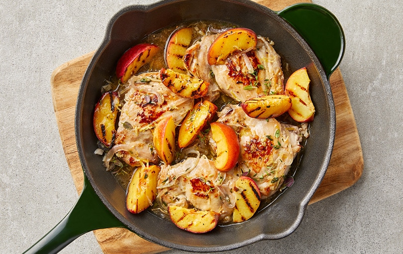 Easy Caramelised Peaches with Lemon Chicken recipe