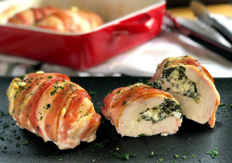 Just a Mum’s Bacon Wrapped Stuffed Chicken