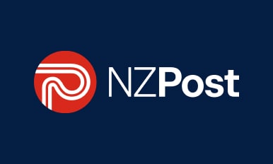 The NZPost logo on a dark blue background.