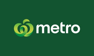 Woolworth's logo with Metro spelled out in white against a dark green background.